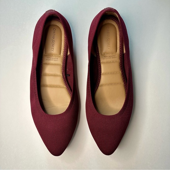 CYNTHIA ROWLEY Pointed Toe Knit Chelsea Slip In Burgundy Ballet Flat 9M - Picture 11 of 11